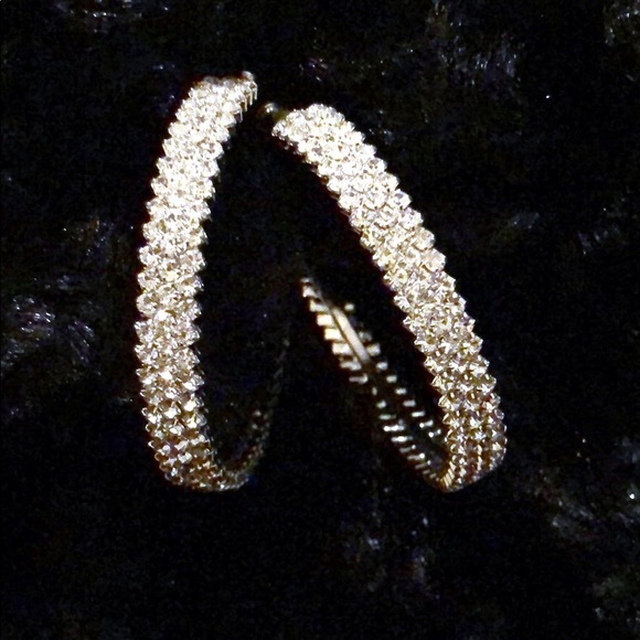 Tri Layer Crystal Hoops - Picture 2 of 4
